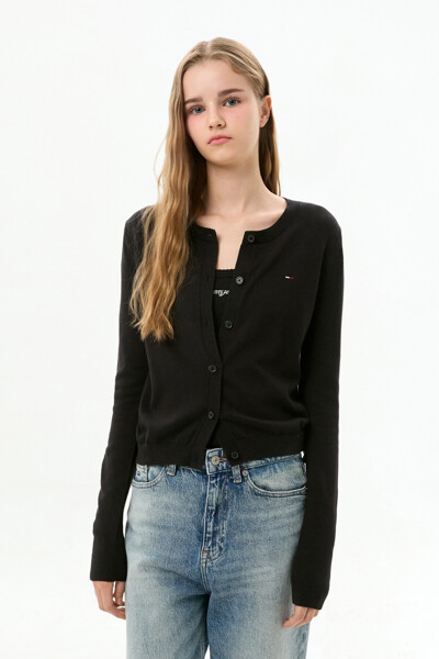 TOMMY JEANS 코튼 에센셜 크루넥 가디건