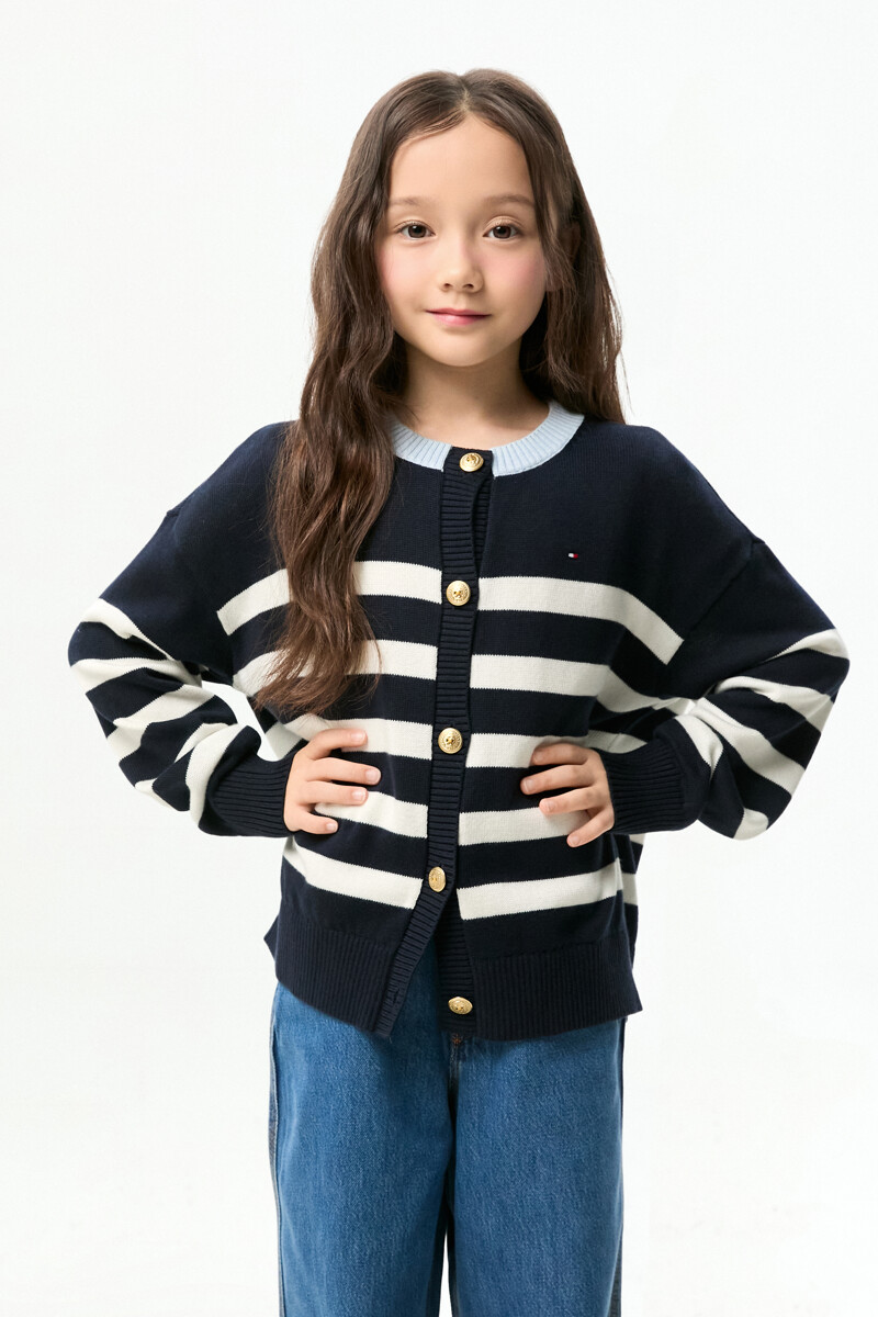 TOMMY HILFIGER KIDS 마린 스트라이프 가디건