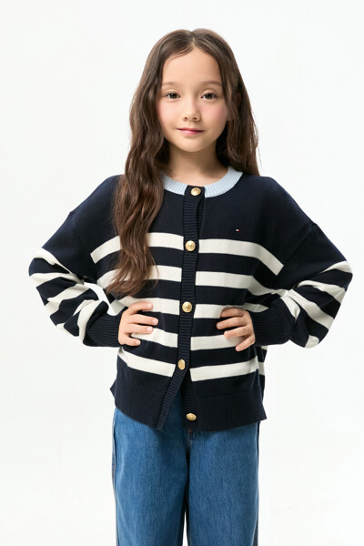 TOMMY HILFIGER KIDS 마린 스트라이프 가디건