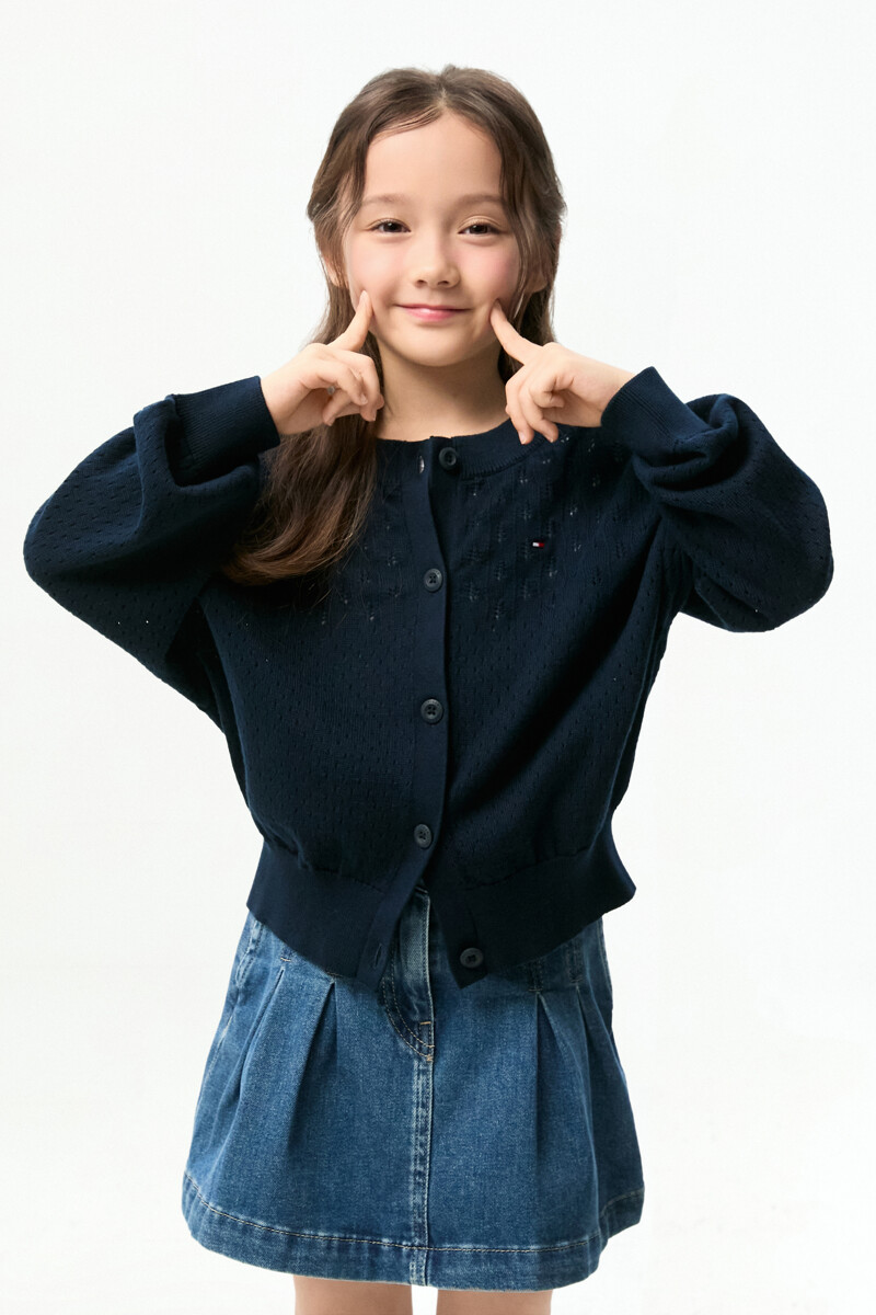 TOMMY HILFIGER KIDS 로고 포인텔 가디건