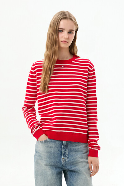 TOMMY JEANS 에센셜 코튼 크루넥 스웨터