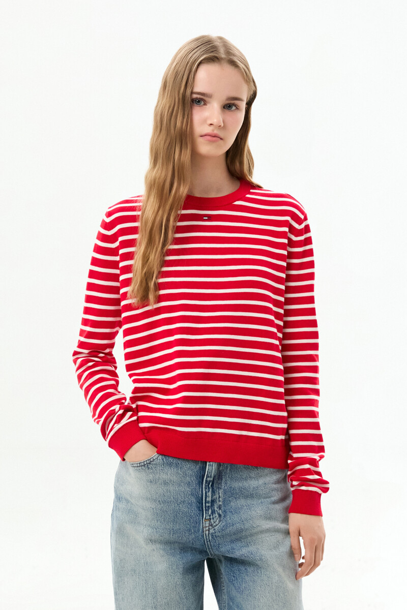 TOMMY JEANS 에센셜 코튼 크루넥 스웨터