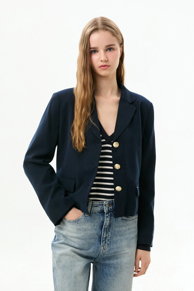 TOMMY JEANS 레이온 블렌드 크롭 블레이저