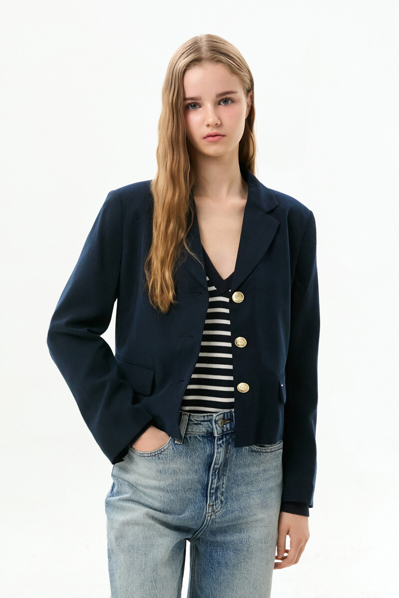 TOMMY JEANS 레이온 블렌드 크롭 블레이저