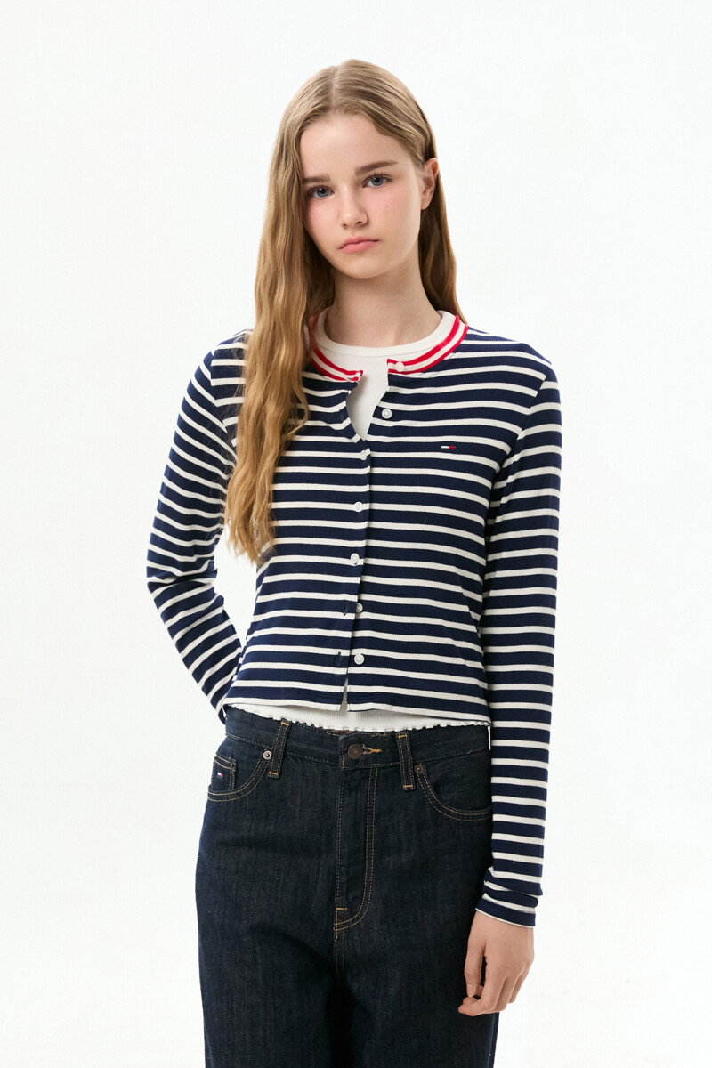 TOMMY JEANS 슬림 저지 롱슬리브 가디건