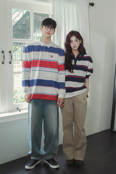 TOMMY JEANS 릴렉스 핏 스트라이프 럭비 티셔츠