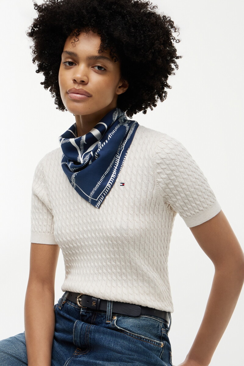 TOMMY HILFIGER WOMEN 스크립트 실크 스퀘어 스카프