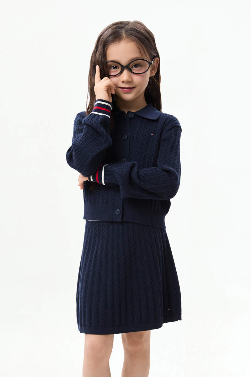 TOMMY HILFIGER KIDS 폴로 칼라 니트 가디건