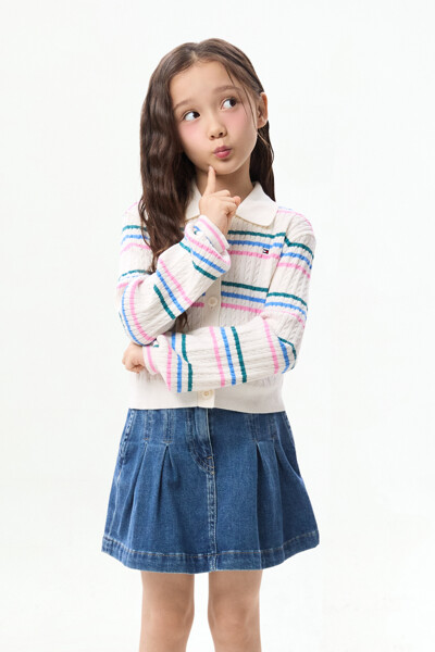 TOMMY HILFIGER KIDS 폴로 칼라 니트 가디건