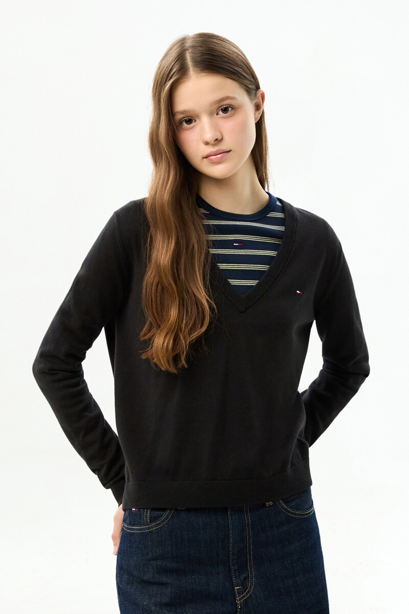 TOMMY JEANS 에센셜 브이넥 스웨터