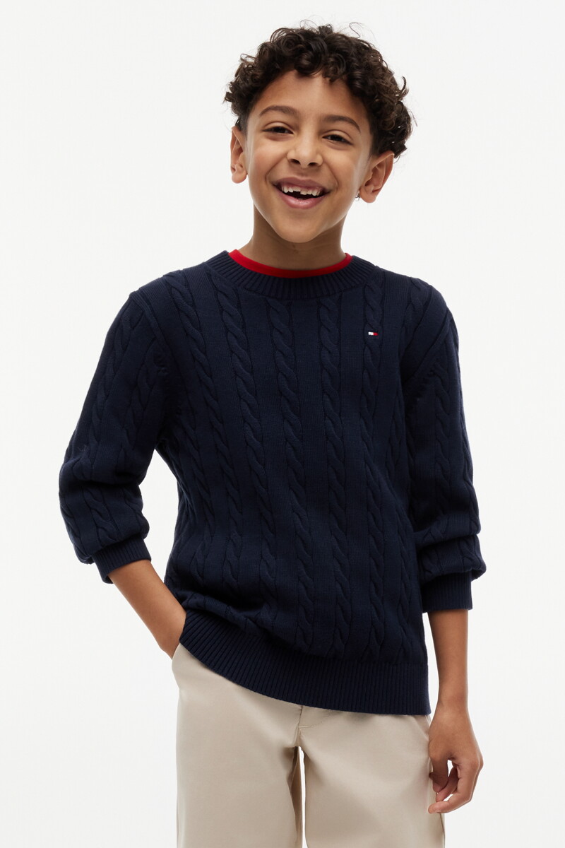 TOMMY HILFIGER KIDS 코튼 케이블 스웨터 풀오버