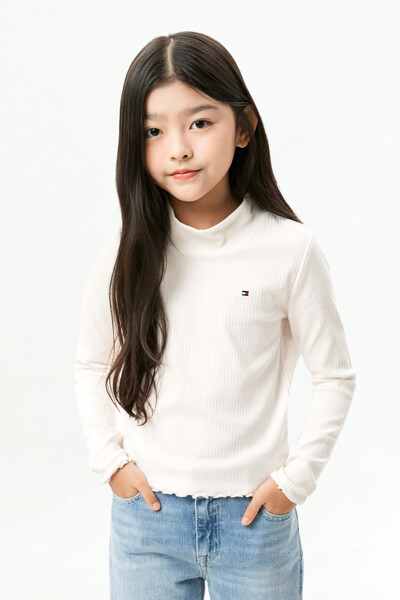 TOMMY HILFIGER KIDS 스트레치 모크넥 롱슬리브 탑