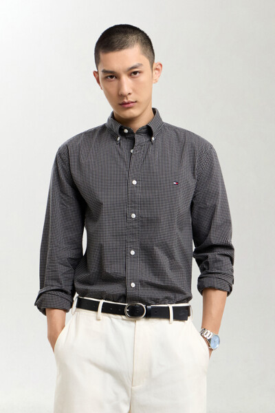 TOMMY HILFIGER MEN [Regular fit] 레귤러 핏 플렉스 포플린 깅엄 셔츠