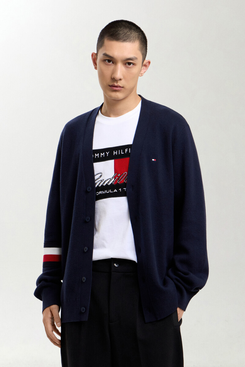 TOMMY HILFIGER MEN RWB 코튼 실크 블렌드 가디건