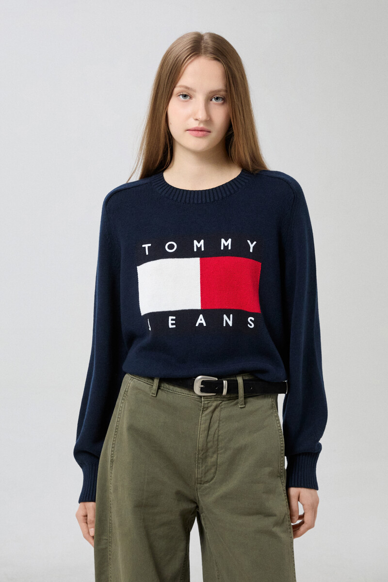 TOMMY JEANS 크루넥 플래그 스웨터