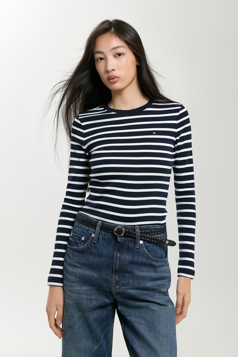 TOMMY HILFIGER WOMEN 솔리드 슬림 핏 크루넥 롱 슬리브