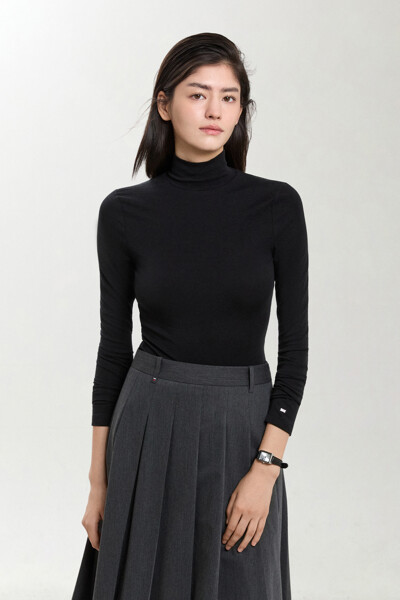 TOMMY HILFIGER WOMEN 소프트 슬림 핏 모크넥 롱슬리브