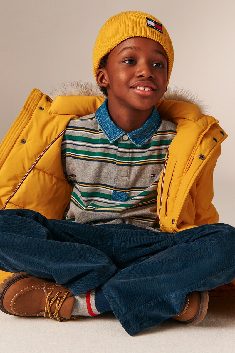 TOMMY HILFIGER KIDS 데님 칼라 럭비 폴로 셔츠