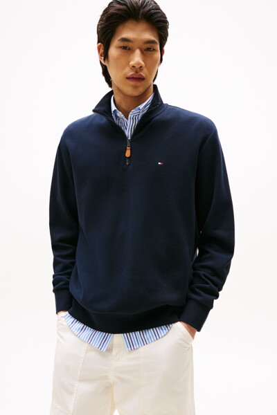 TOMMY HILFIGER MEN 소프트 터치 1/4 집업 스웨트셔츠