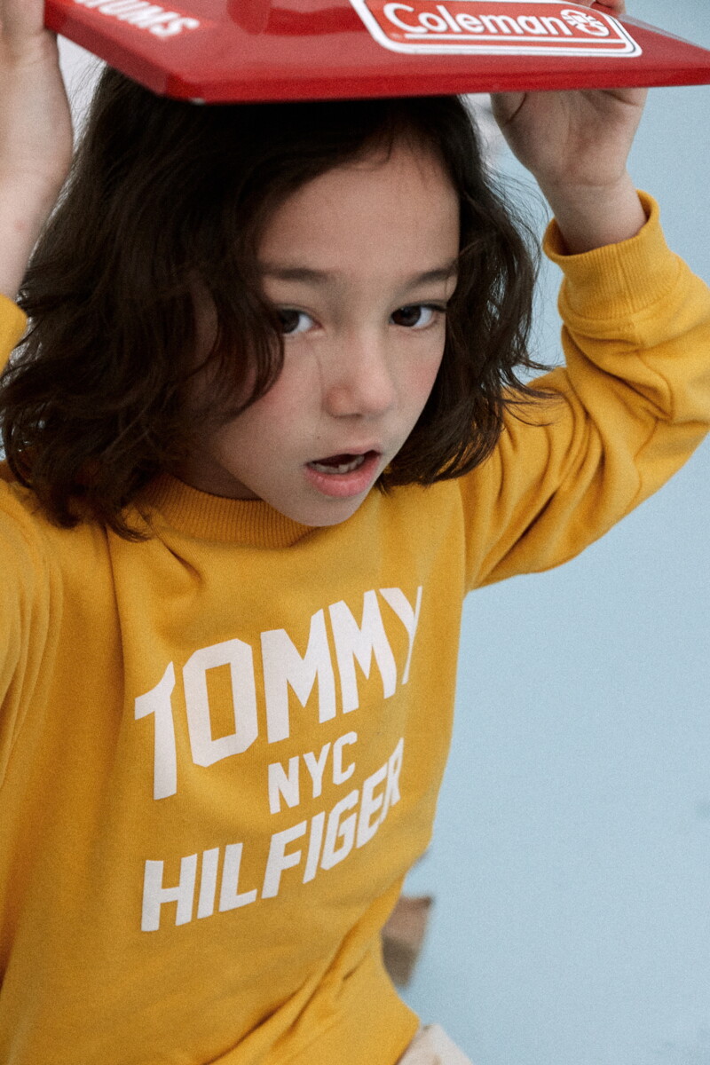 TOMMY HILFIGER KIDS 플록 로고 테리 스웨트셔츠